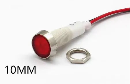 10mm stainless steel edge indicator light with wire flat end metal body in multiple colours