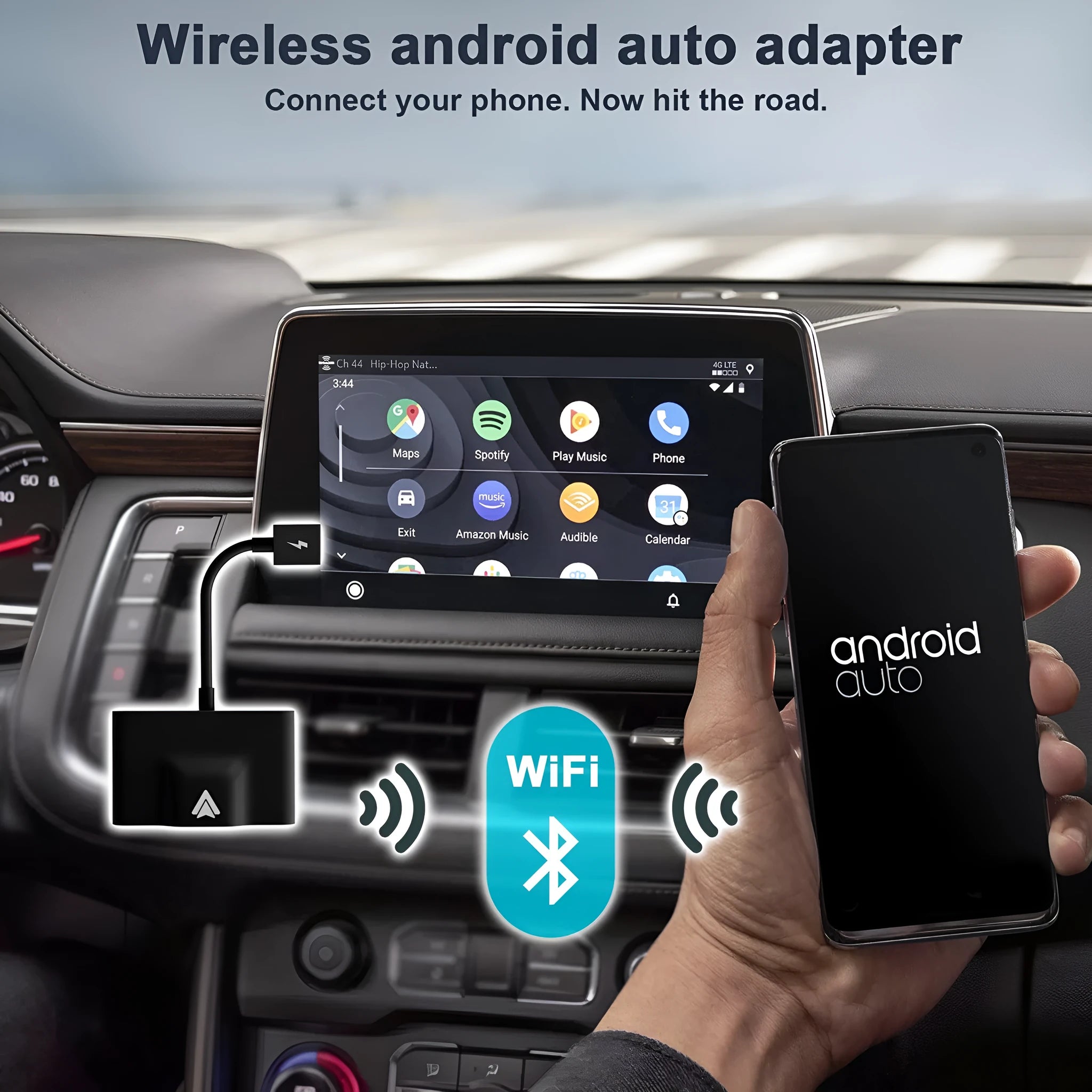 Car wireless Android adaptor for CARPLAY systems in black or white.