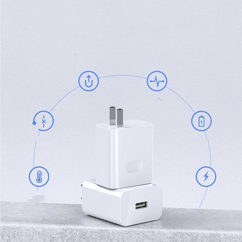 White Super Fast Charger 40W set with QC3.0 5A cable and USB port for US outlets
