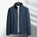 Men's grey Berber fleece coat cardigan with stand-up collar and front zipper