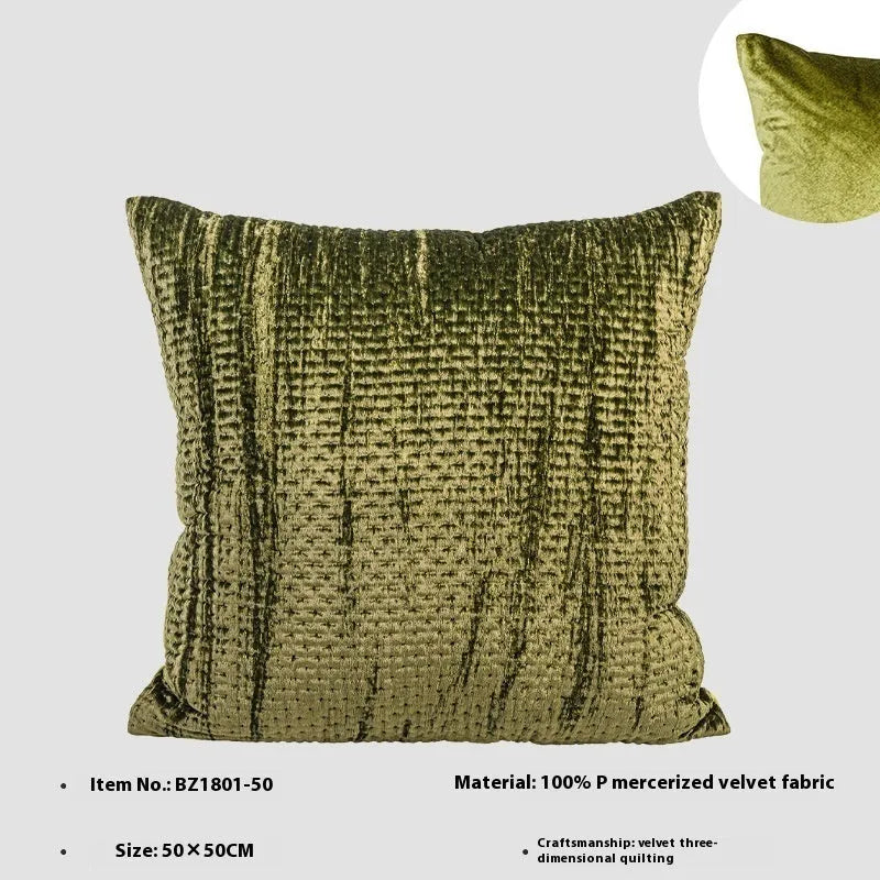 Antique style quilted cushion and waist pillow in mercerised velvet with feather velvet filling.