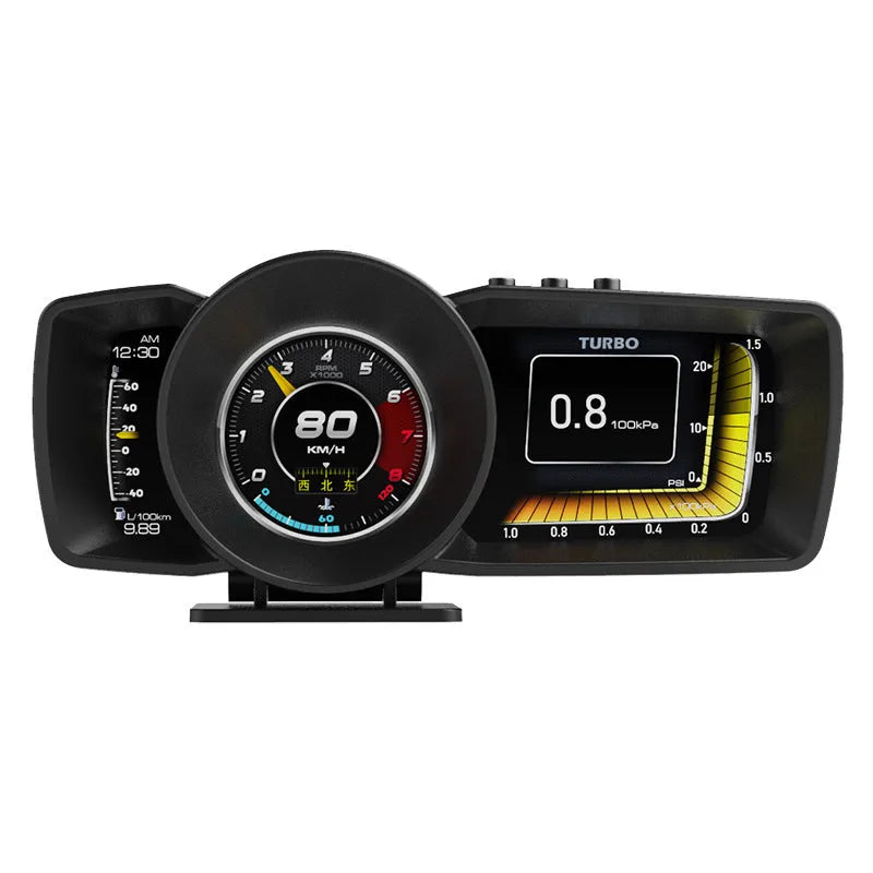 OBDII monitor driving computer with GPS BeiDou support showing multilingual interface options on TFT screen