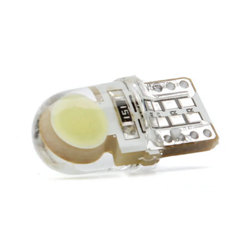 Silicone T10 COB LED car bulb 12V DC 21.5mm 180-degree offset socket for side marker and license plate lights