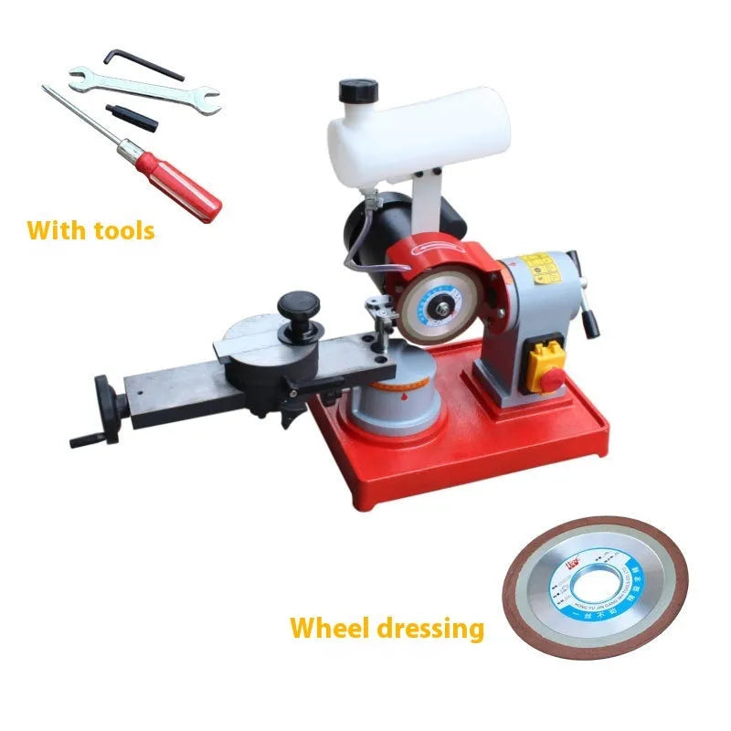 Manual sharpedge grinding machine for circular saw blades on workshop bench