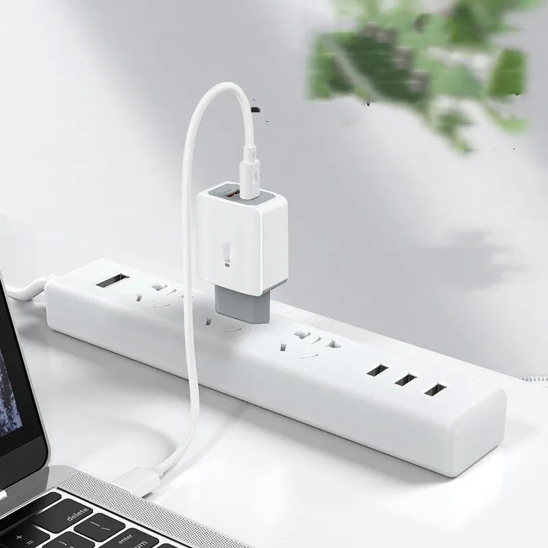 White European standard USB fast charger set with compact charging head
