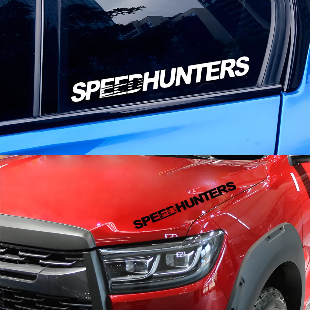 Speed Hunters reflective car vinyl sticker 59 by 10 centimetres, black colour, on car trunk