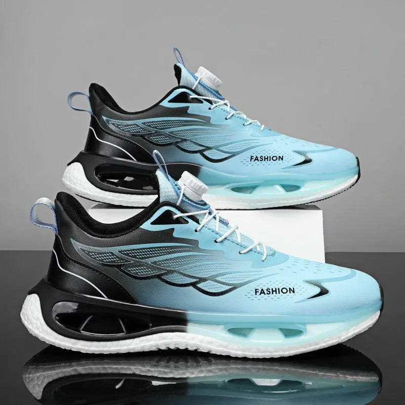 Youth men's casual sneakers with rotating button and shock absorption in mesh or leather options
