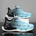 Youth men's casual sneakers with rotating button and shock absorption in mesh or leather options