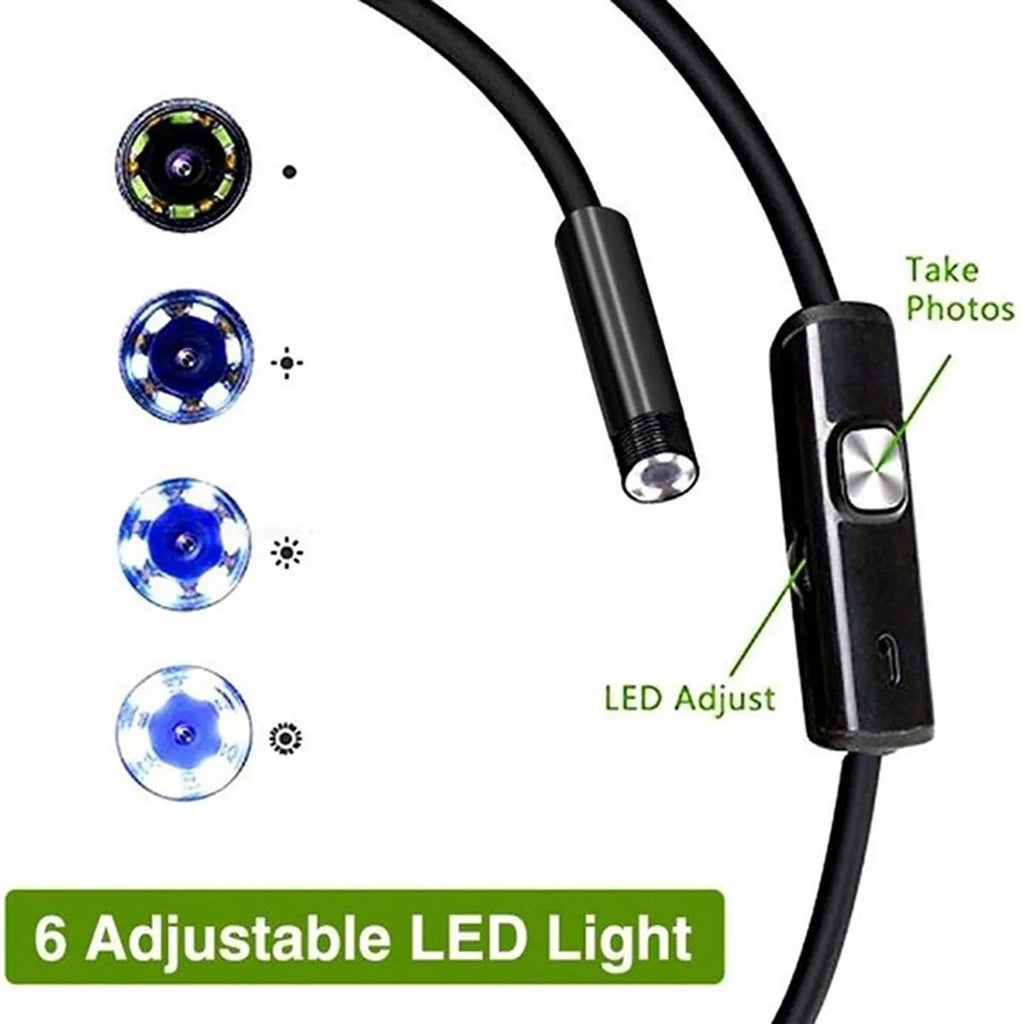 USB Android mobile phone endoscope with flexible cord, HD camera, hook, magnet, and side mirror accessories