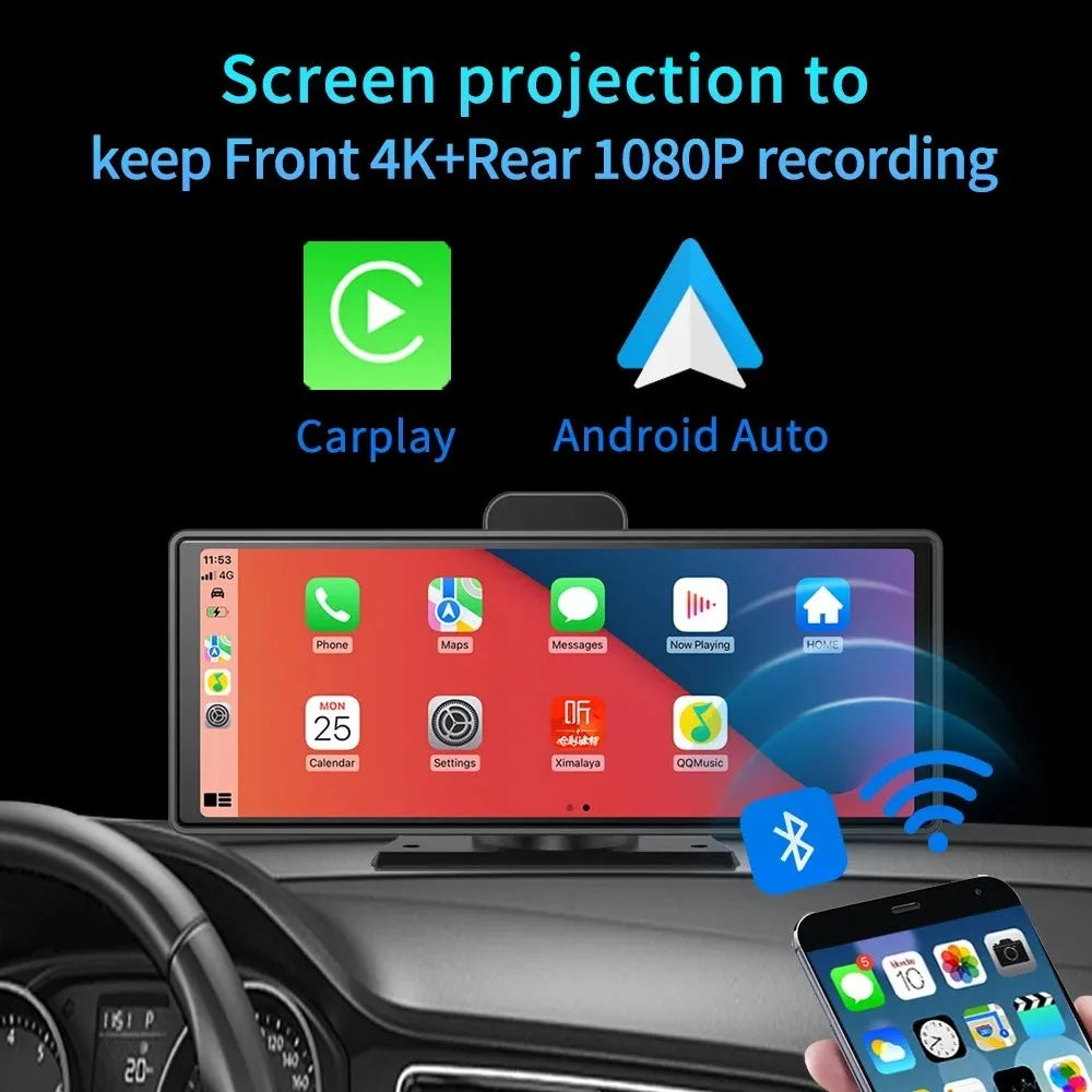 12-inch touch screen car DVR with front and rear cameras for vehicle recording