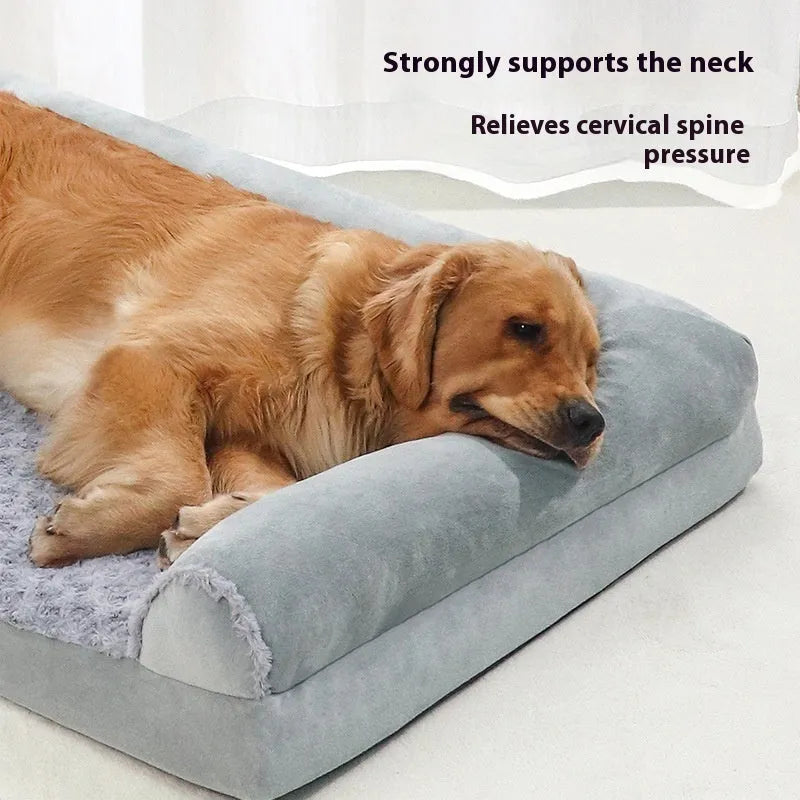 Light grey cloth kennel for medium large dogs showing dimensions and soft-sided construction