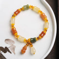 Natural Xinjiang Jinsi Jade small bone beads bracelet Chinese style geometric shape auspicious pattern 10.5x8mm
