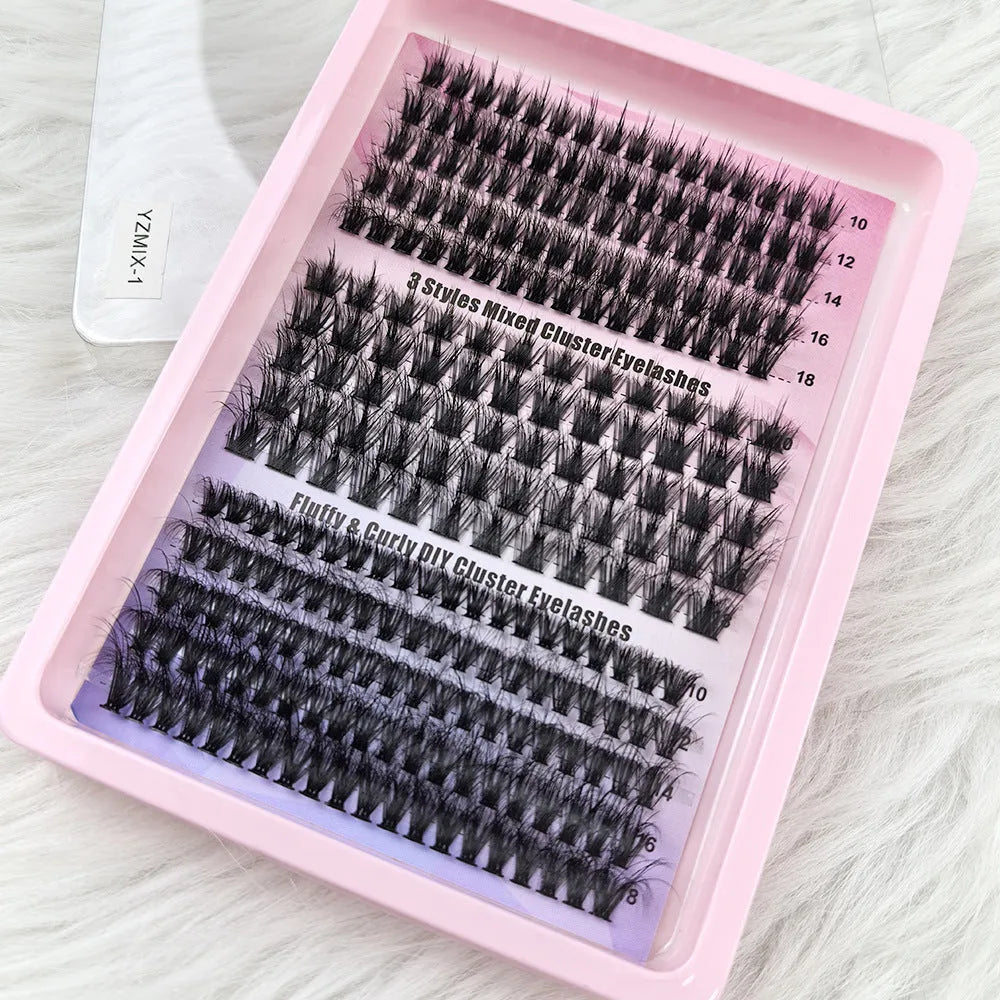 Large capacity false eyelash storage box measuring 13.7cm with mixed eyelashes organised inside