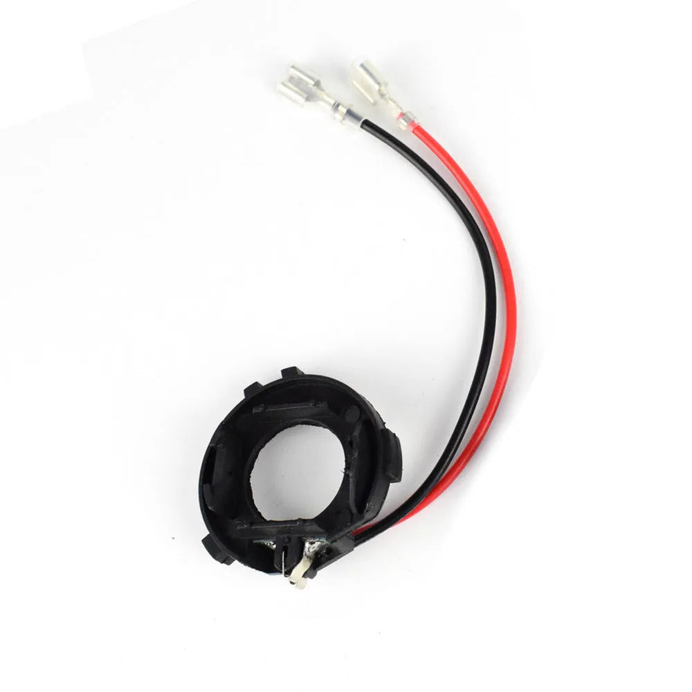 Black H7 LED headlight adapter bracket for Volkswagen Golf Jetta GTI models with copper wiring