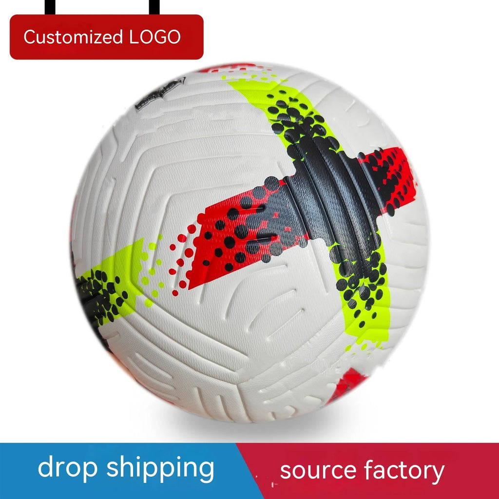 Fluorescent green size 5 PU football for club training and multi-sport activities