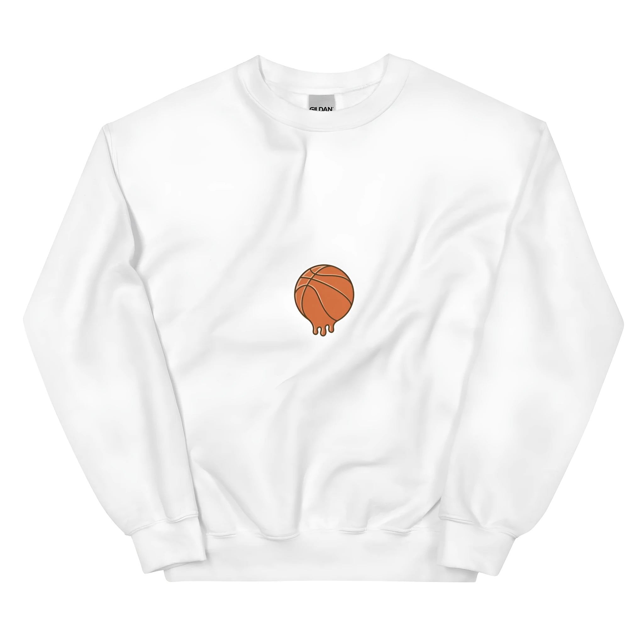 White printed fleece hoodie sweatshirt with side pockets and loose fit