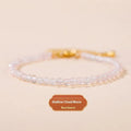Natural strawberry quartz crystal bracelet with 3mm diamond-cut beads on adjustable cord
