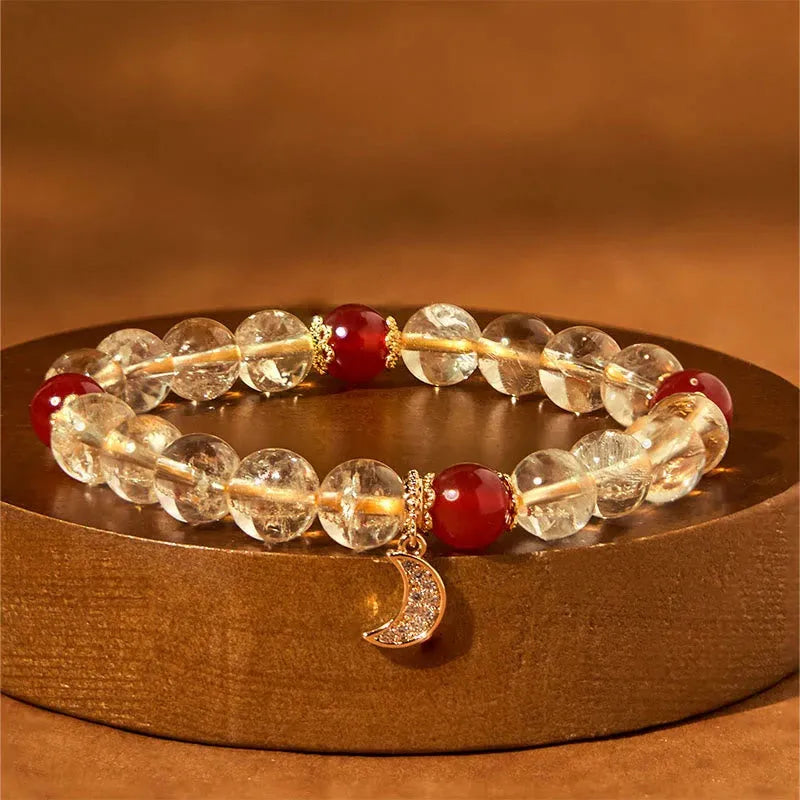Handcrafted citrine crystal bracelet for women, niche style handmade jewellery