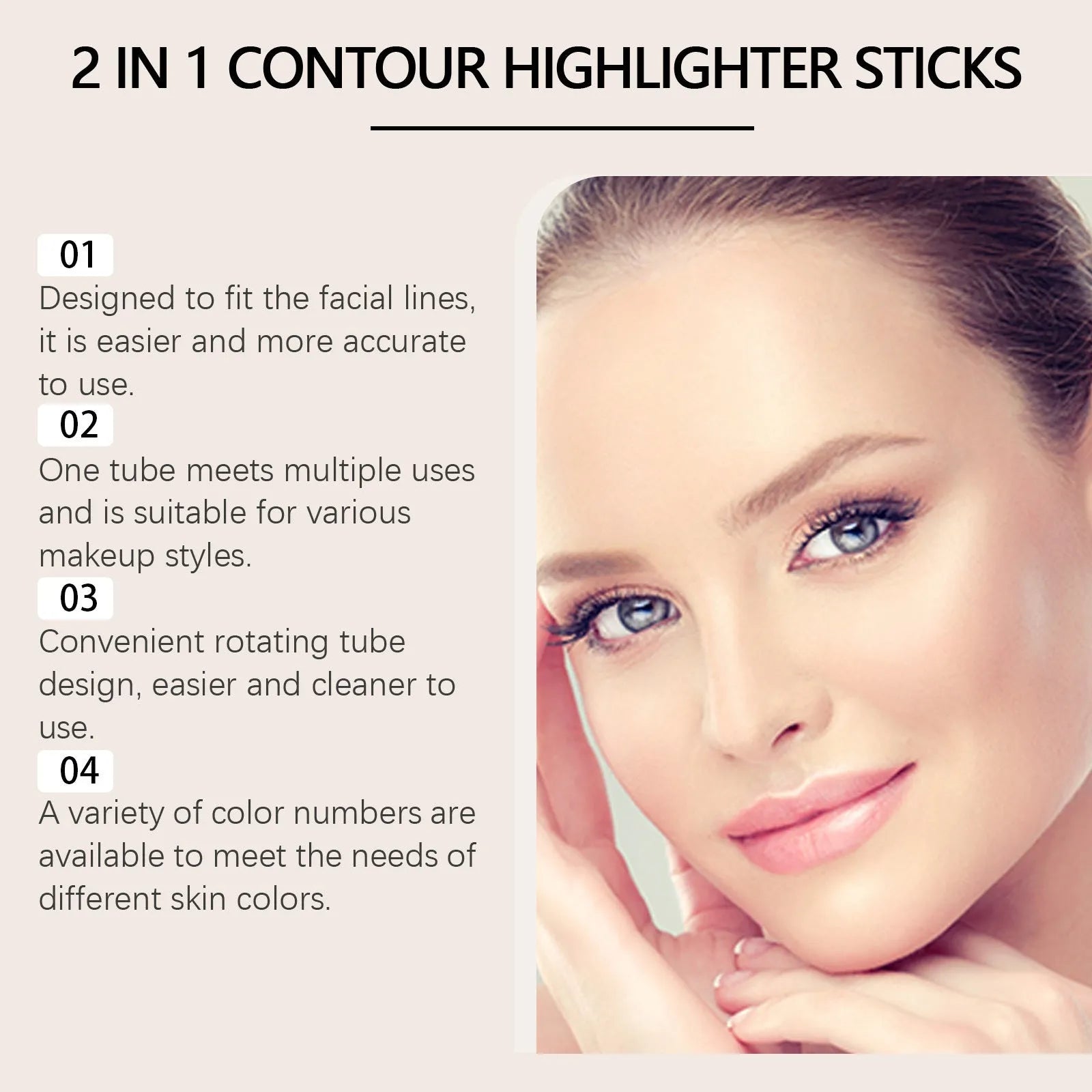2-in-1 outline highlighter highlight repair pen 7g in three colour choices: natural light brown, lotus root pink brown, ivory white dark brown
