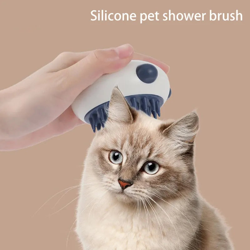 Panda-shaped silicone pet shower brush with soft bristles for cat and dog bathing