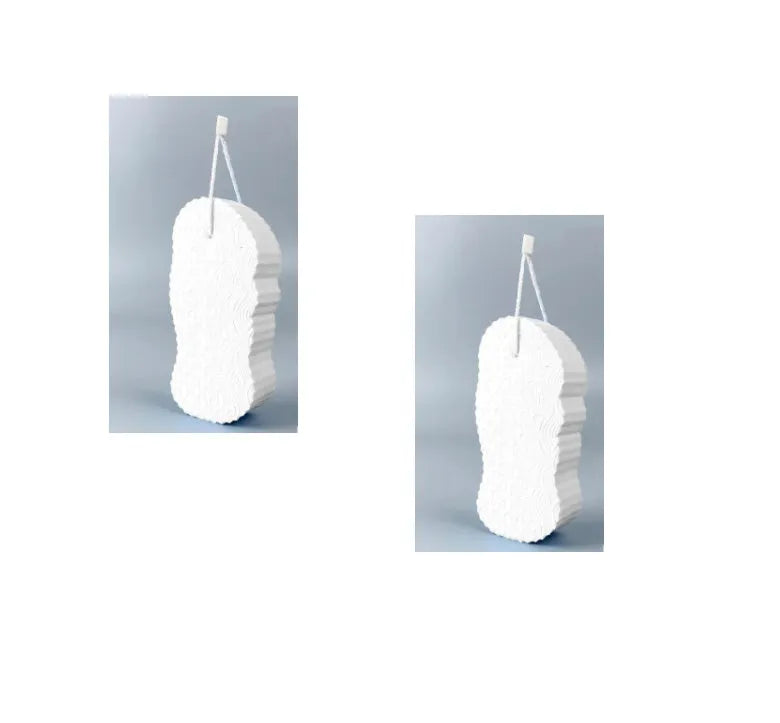 White 3D fish scale pattern bath sponge ball for gentle body exfoliation in the shower