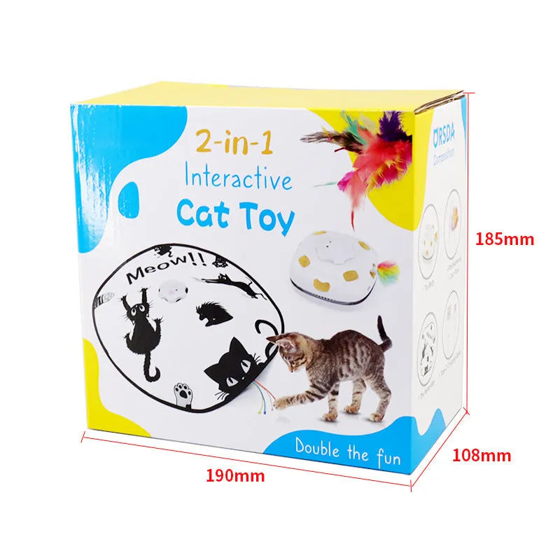 Automatic self-playing cat teaser toy in pictured colour, dimensions 19.8 by 11.5 by 19.5 cm.