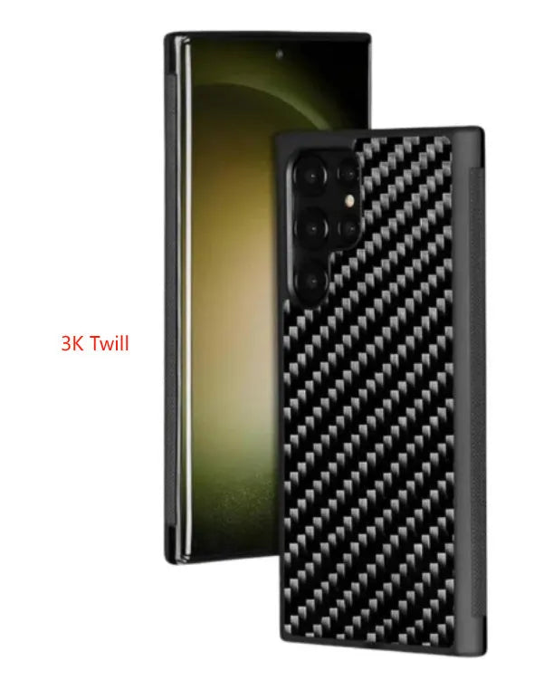 Forged carbon fibre phone case for Samsung S25 Ultra in 3K Twill finish non-magnetic design