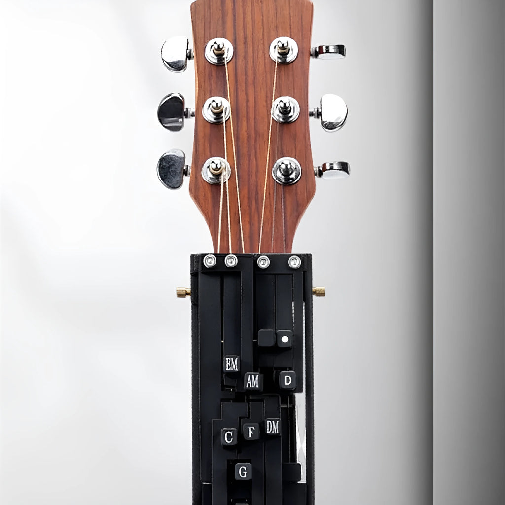 Black automatic chord practice device for folk guitar beginners playing and singing