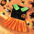 Halloween pumpkin skirt pet costume in crystal velvet for small dogs and cats