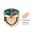 Air cushion BB compact with mirror showing C01 Natural Colour and C02 Ivory White shades for even skin tone