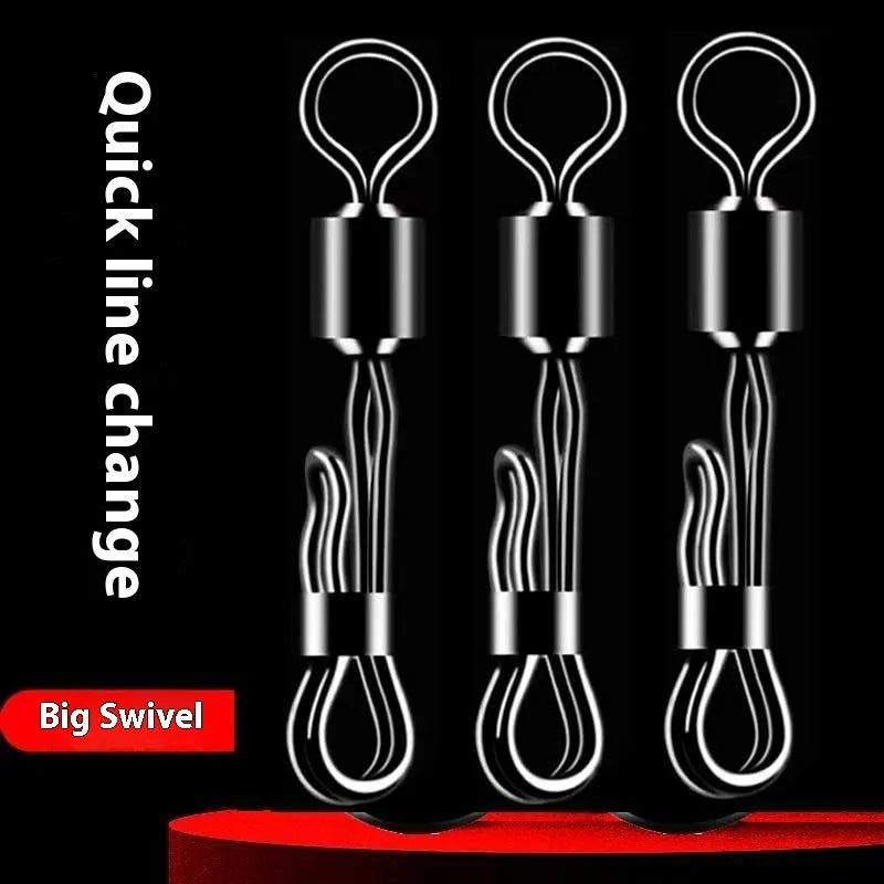 Brass quick release barrel swivel bearing with 8-word ring body for fast fishing line changes