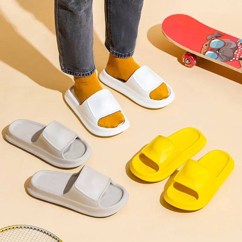 Soft EVA flip-flop slippers with thick 3.5cm sole in seven colour options