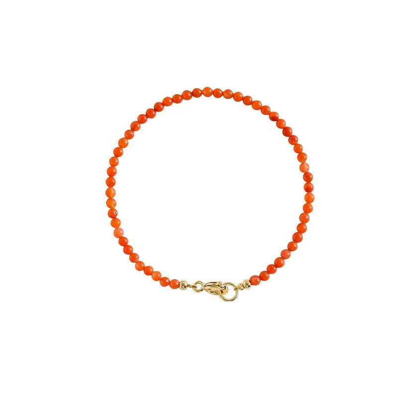 Natural Southern red agate bracelet 3mm cut surface beads Cherry red colour on wrist