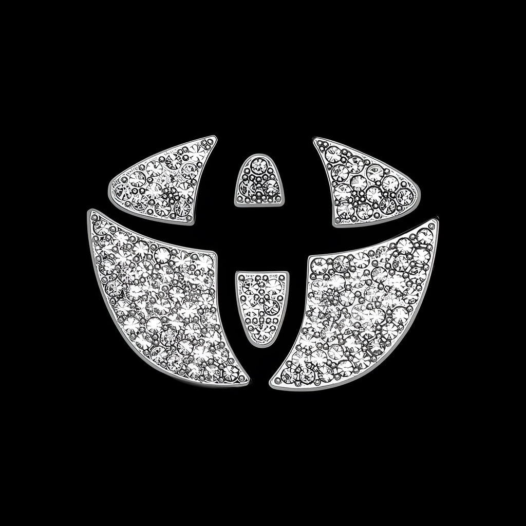 Zinc alloy car steering wheel sticker with diamond inlay pattern for Toyota models
