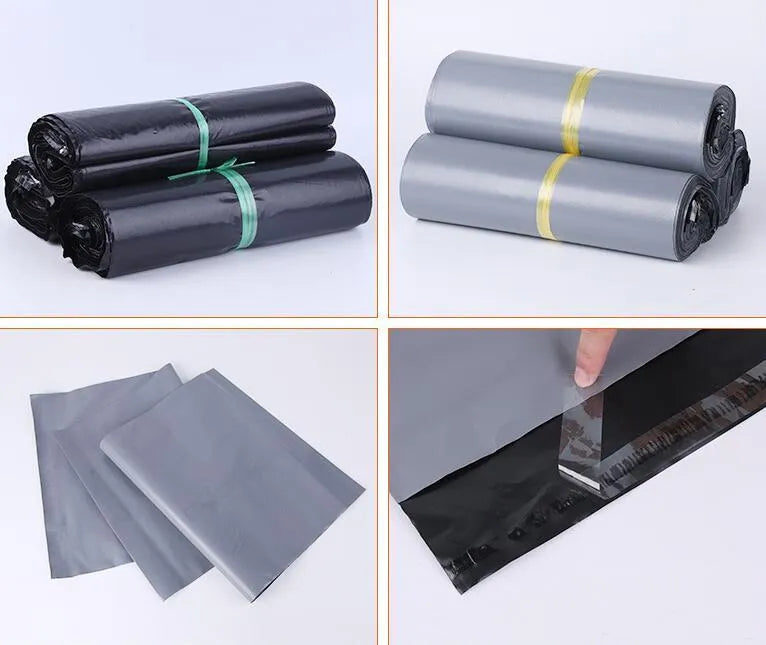 100-pack polyethylene courier bags clothing bag sticker sealing multiple sizes colours black gray green white