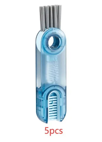 3 in 1 multi-functional bottle cup cover brush with spiral design, food-grade plastic and nylon bristles, 11.4 cm, transparent green