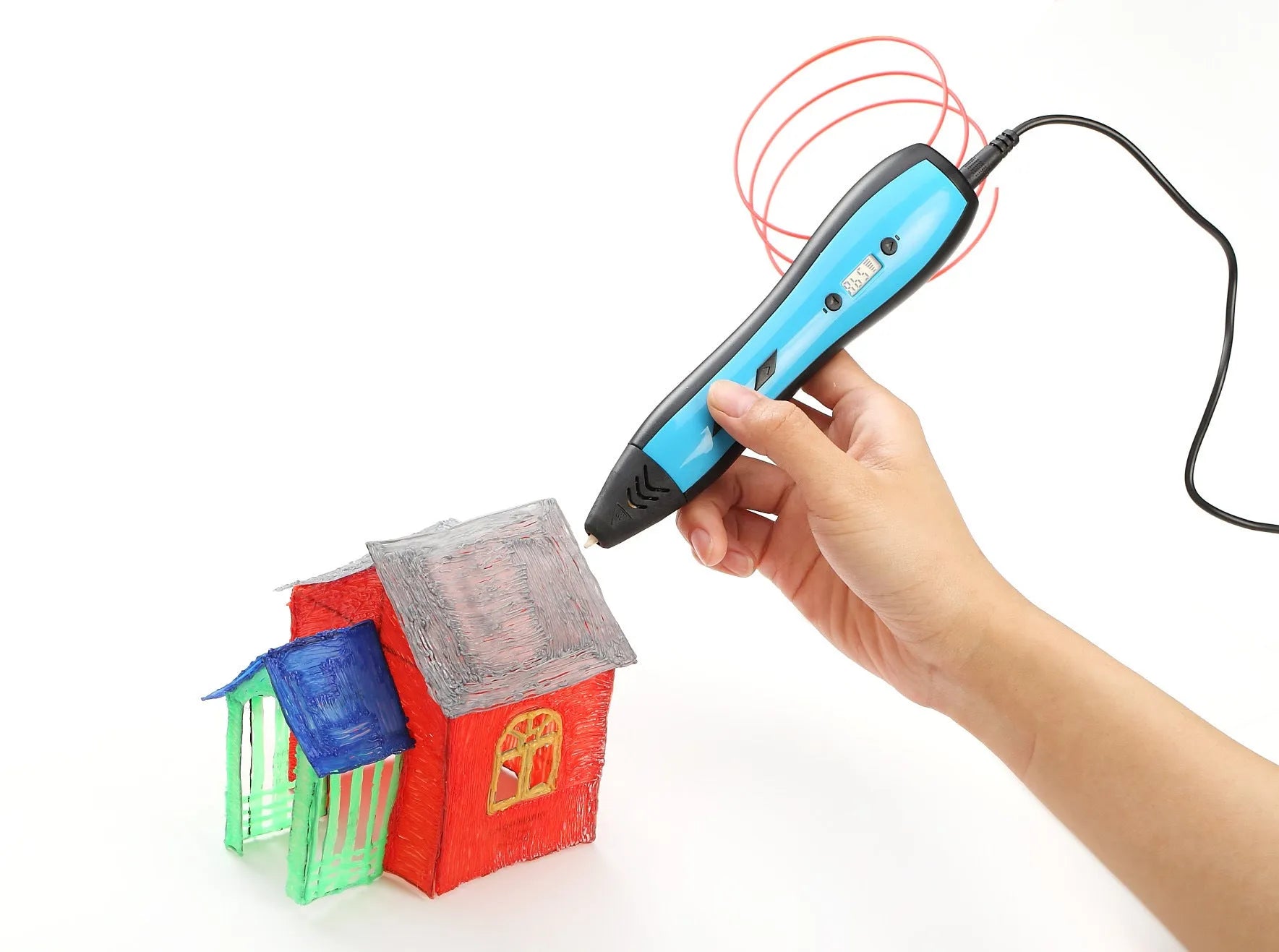 3D printing pen for children with LCD screen and ceramic nozzle in blue, orange, purple, white