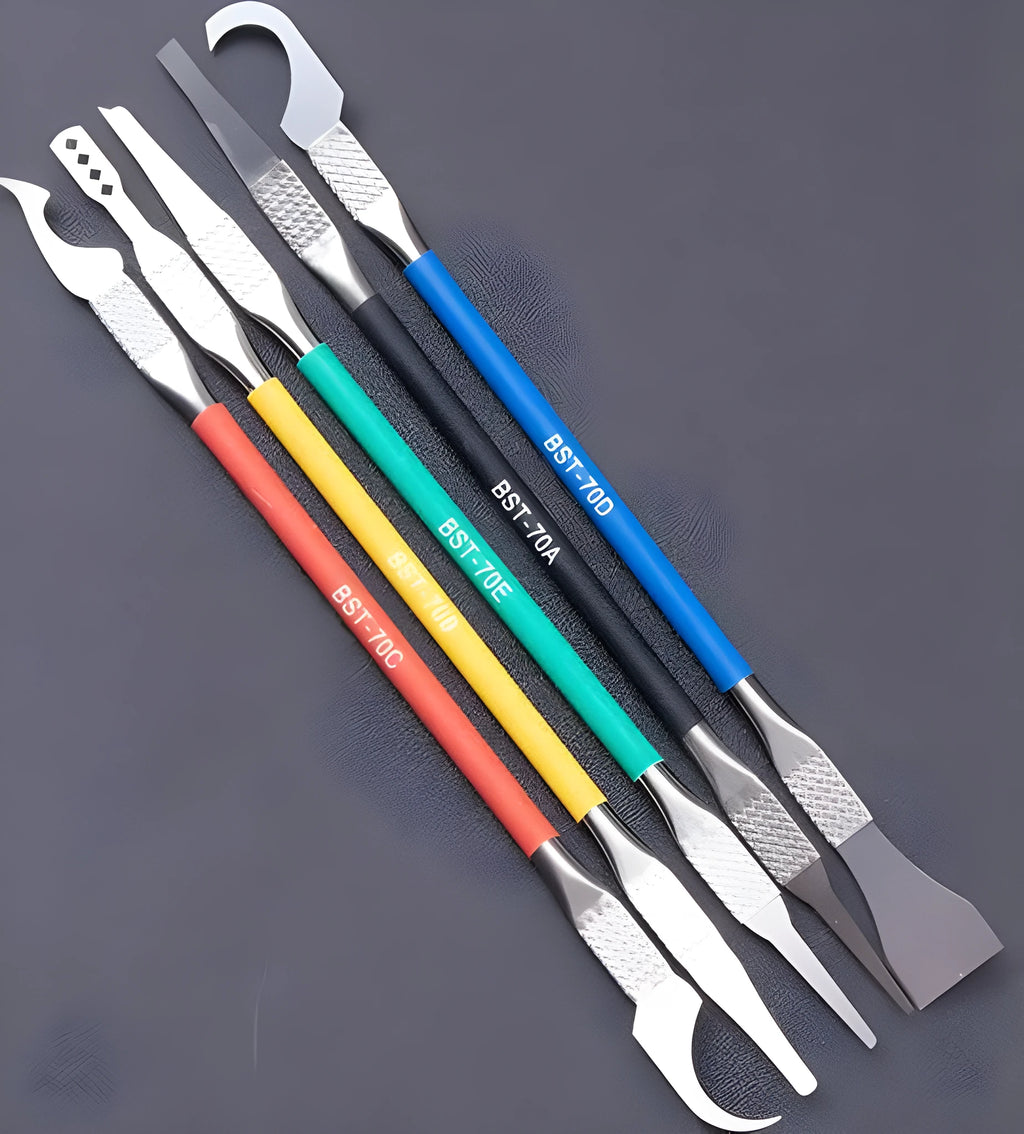 Five piece disassembling plastic tool knife set with stainless steel crowbar and 0.07mm blade