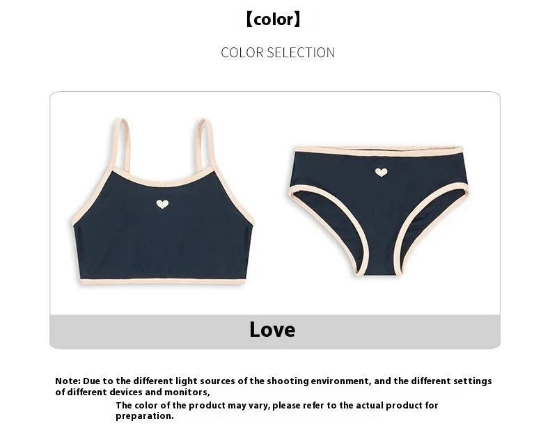 Dark blue baby split swimsuit for girls ages 1-6, high-elasticity polyester, sizes 90cm to 130cm