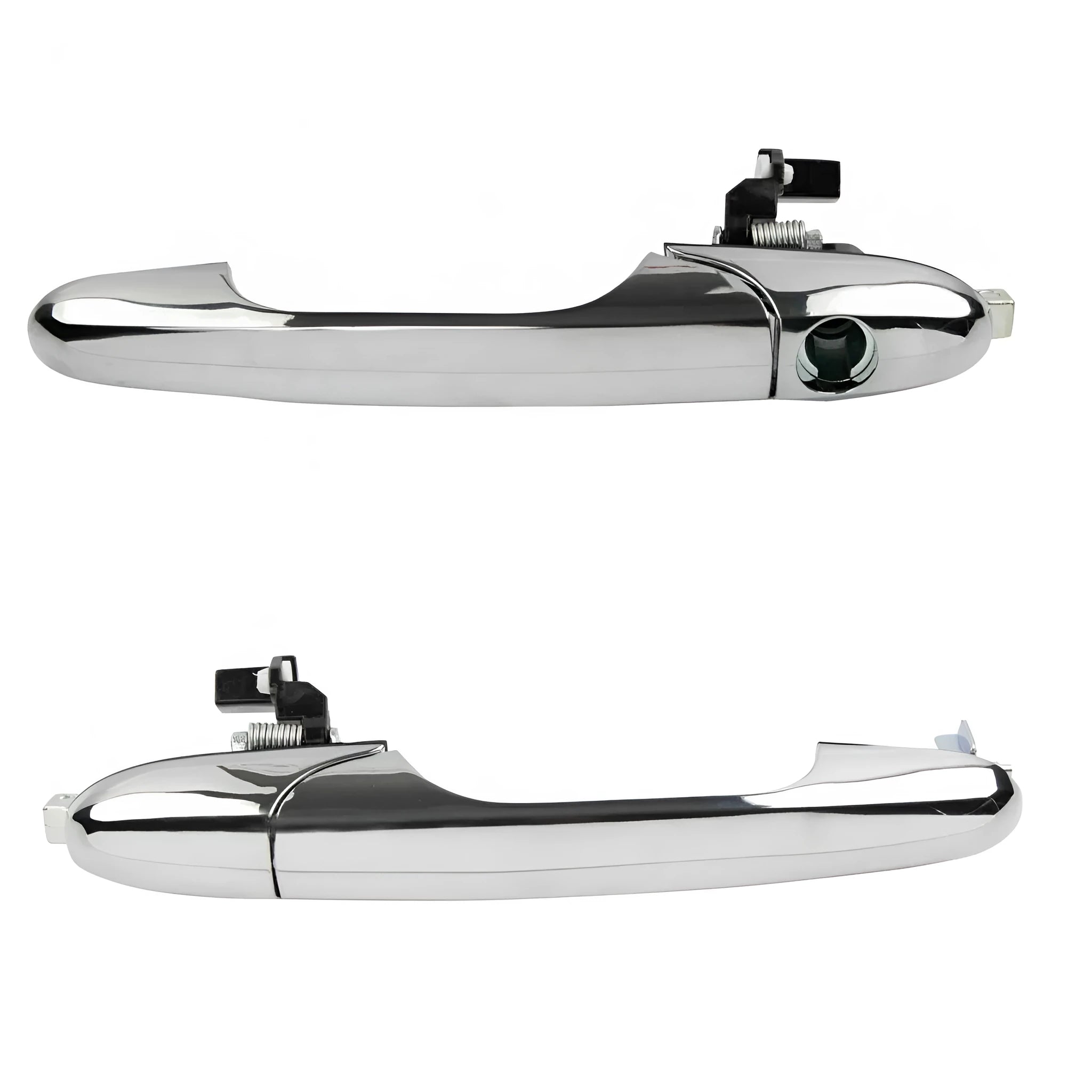 Black plastic car door handle for Fiat 500 measuring 16.2x8x7 cm