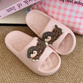 Pair of EVA thick sole flip flops in leopard-print design, available in multiple colours for home and outdoor leisure wear