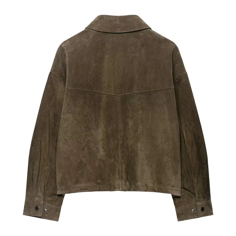Women's PU jacket Japanese Korean casual style medium thickness regular fit