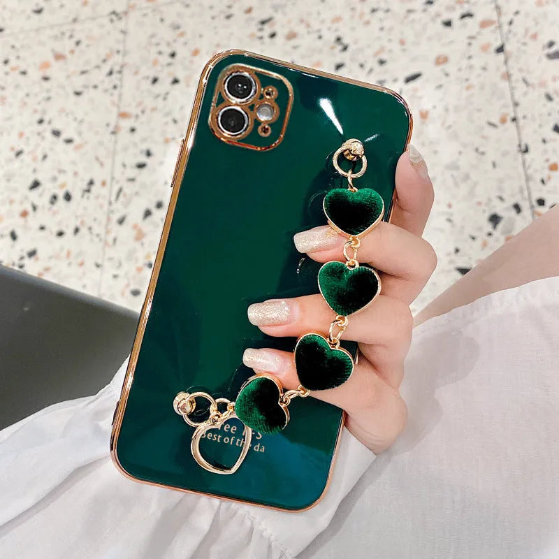 New silicone phone case with bracelet in solid colour for Samsung phones, green variant