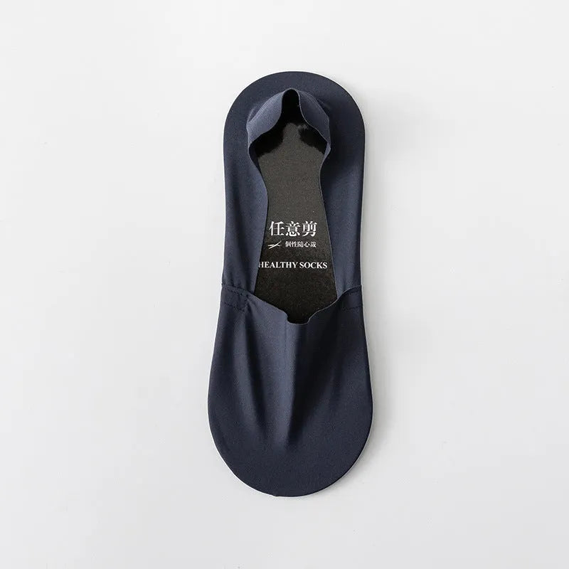 Cotton ice silk men's low cut invisible socks in black