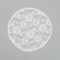 Round polyester bridal head cover with floral decoration in white, 30cm width and length