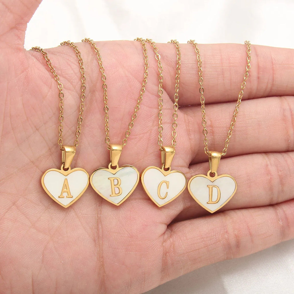 Gold plated heart-shaped necklace with letter personalisation on 45cm adjustable chain