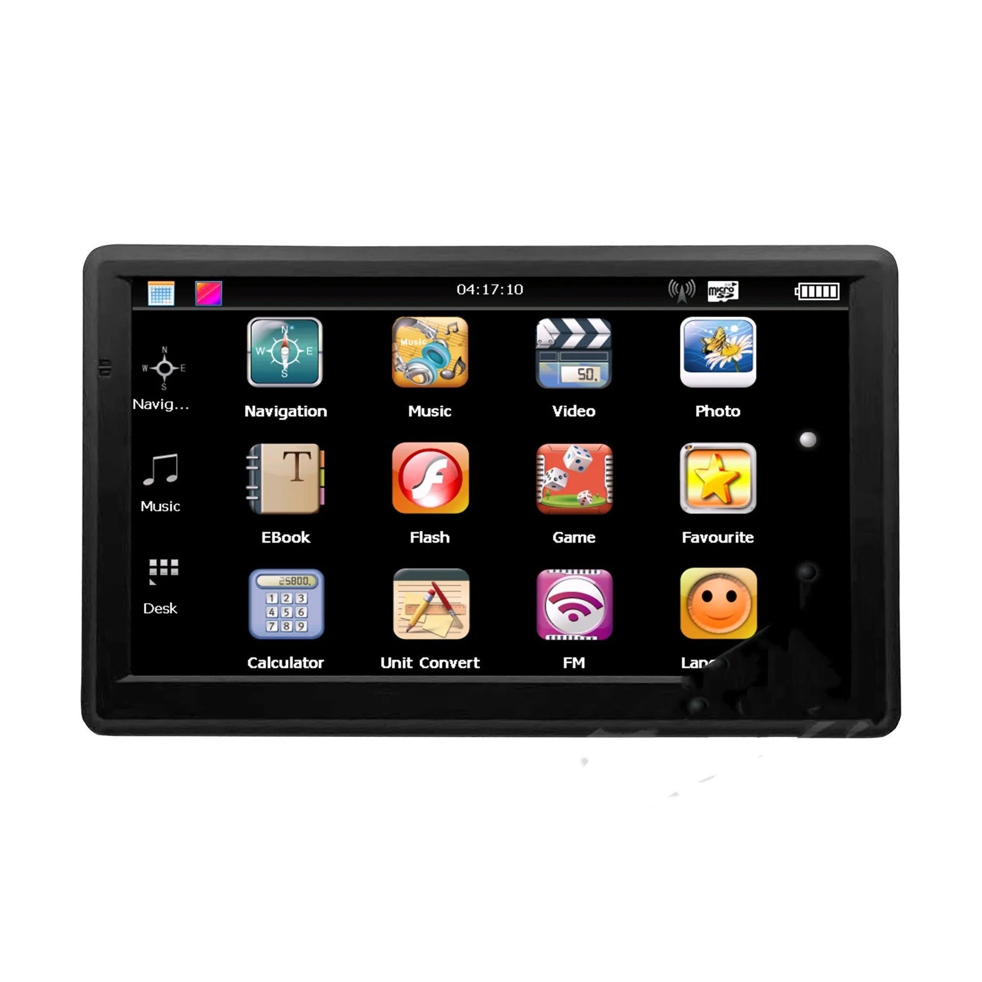 7 inch touch screen car GPS navigation device on a dashboard bracket