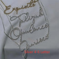 Stainless steel personalised name necklace diamond-studded letters gold finish 41-50cm chain Korean style