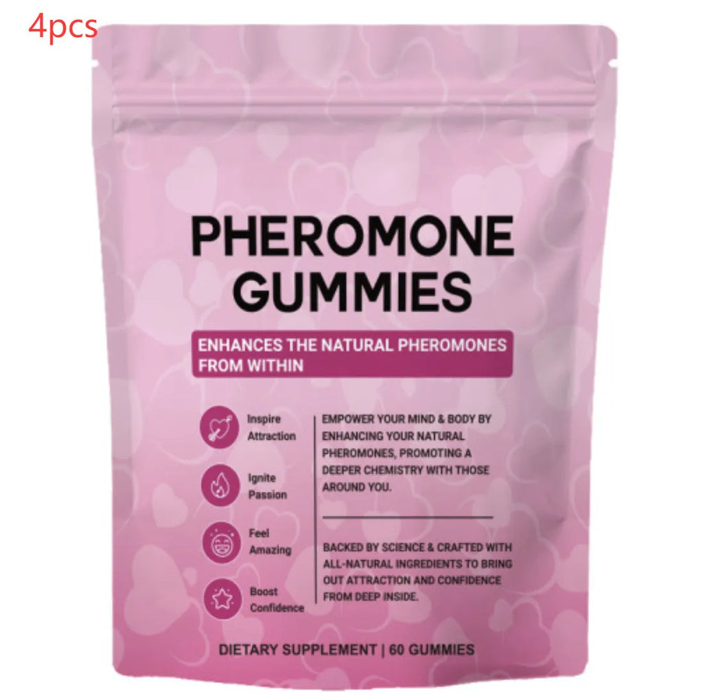 Pack of 60 edible pheromone gummies in a household gummy candy pack, 60 tablets per pack