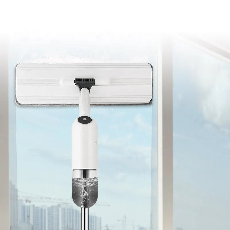 Flat squeeze mop with bucket wringing and 360-degree rotating head, stainless steel bar, cotton thread mop pad 38x12cm